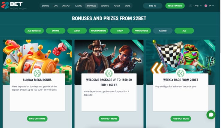 22bet bonusi